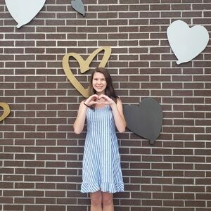 Blue and White Striped Dress